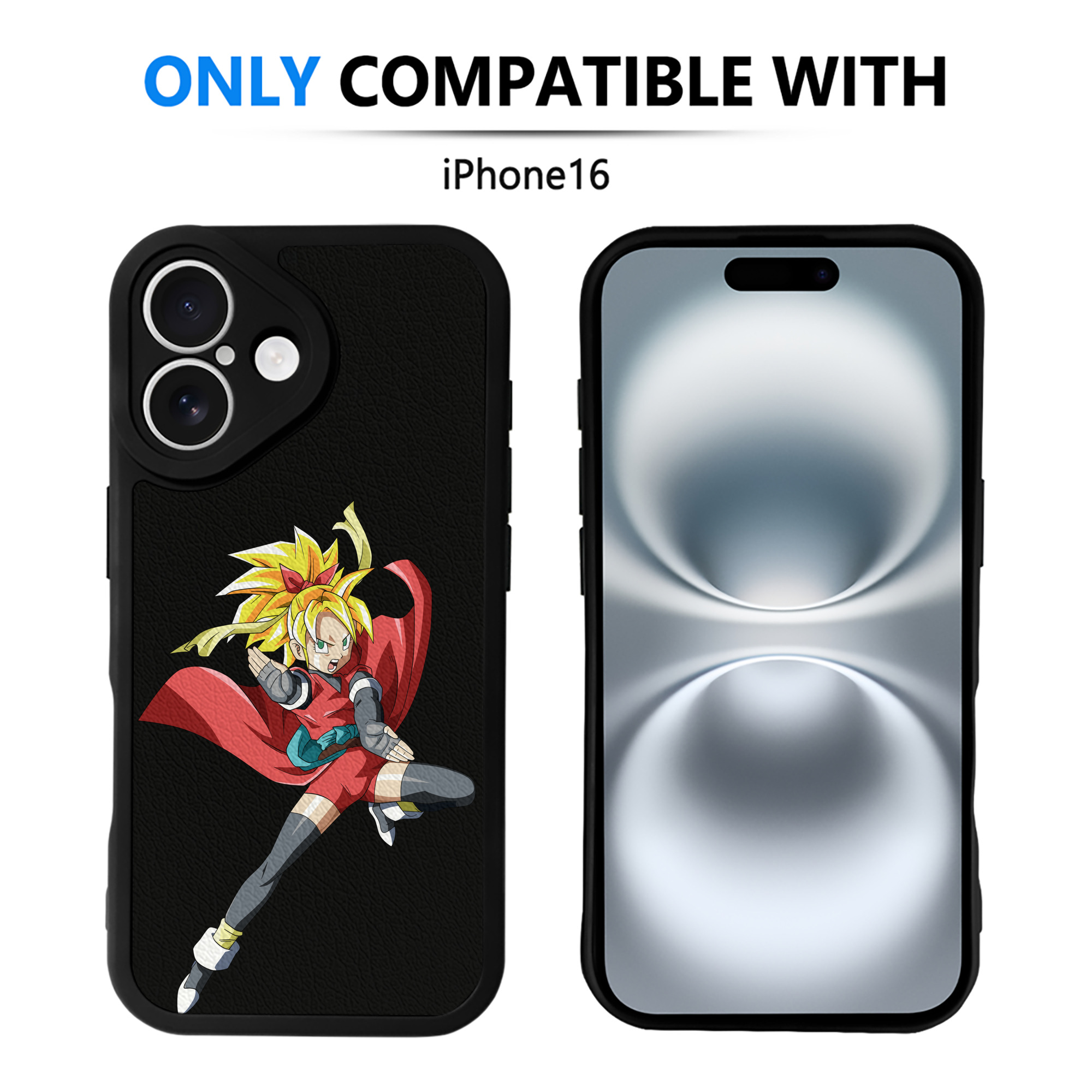 （画像用） ドラゴンボール カリフラ DRAGON BALL Caulifla 【iPhone 16シリーズ対応】シリコンスマホケース（レザー調） 材質：シリコン